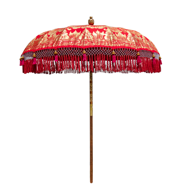 red and gold handpainted garden umbrella