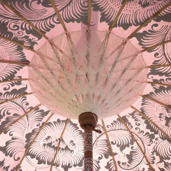 Stevie Bamboo Parasol showing pink and silver detailing product shot